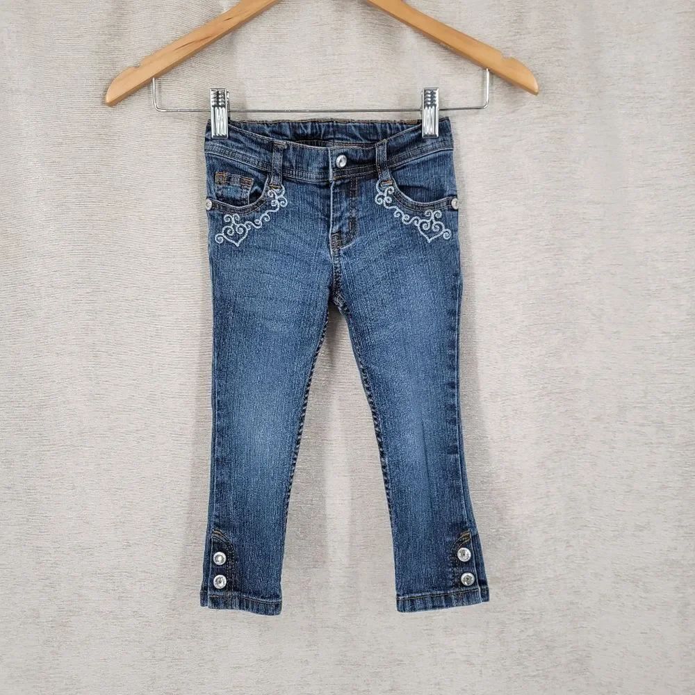 Sonoma Girls Blue Skinny Denim Jeans with Rhinestone Embellishments